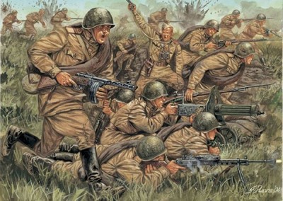 Italeri 1/72 WWII Plastic Russian Infantry Soldiers Set 6057  New In Box!