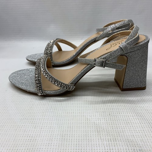 Jewel Women's Badgley Mischka Charlee Block Heel Sandal Sliver Size 9.5 Open Toe - Picture 6 of 13