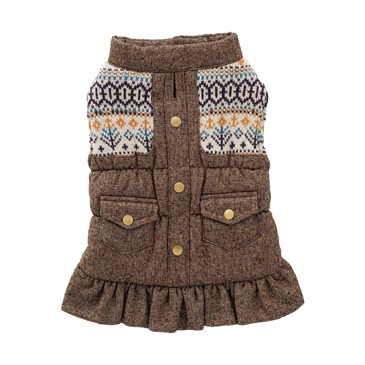 Ropa y zapatos para perro de lana marrón