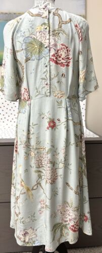 GP&J Baker for H&M Tea Garden Pastel Floral Birds Button Back Midi Dress Size 4 - Picture 3 of 7