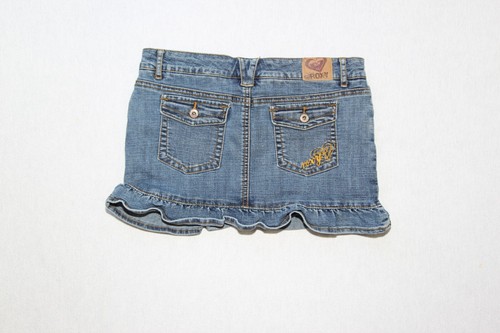 ROXY Girl Size 16 Blue Denim Jean Ruffled Hem Skort - Picture 2 of 10