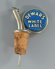 VINTAGE DEWARS WHITE LABEL SCOTCH WHISKY BOTTLE POURER – RARE in BLUE