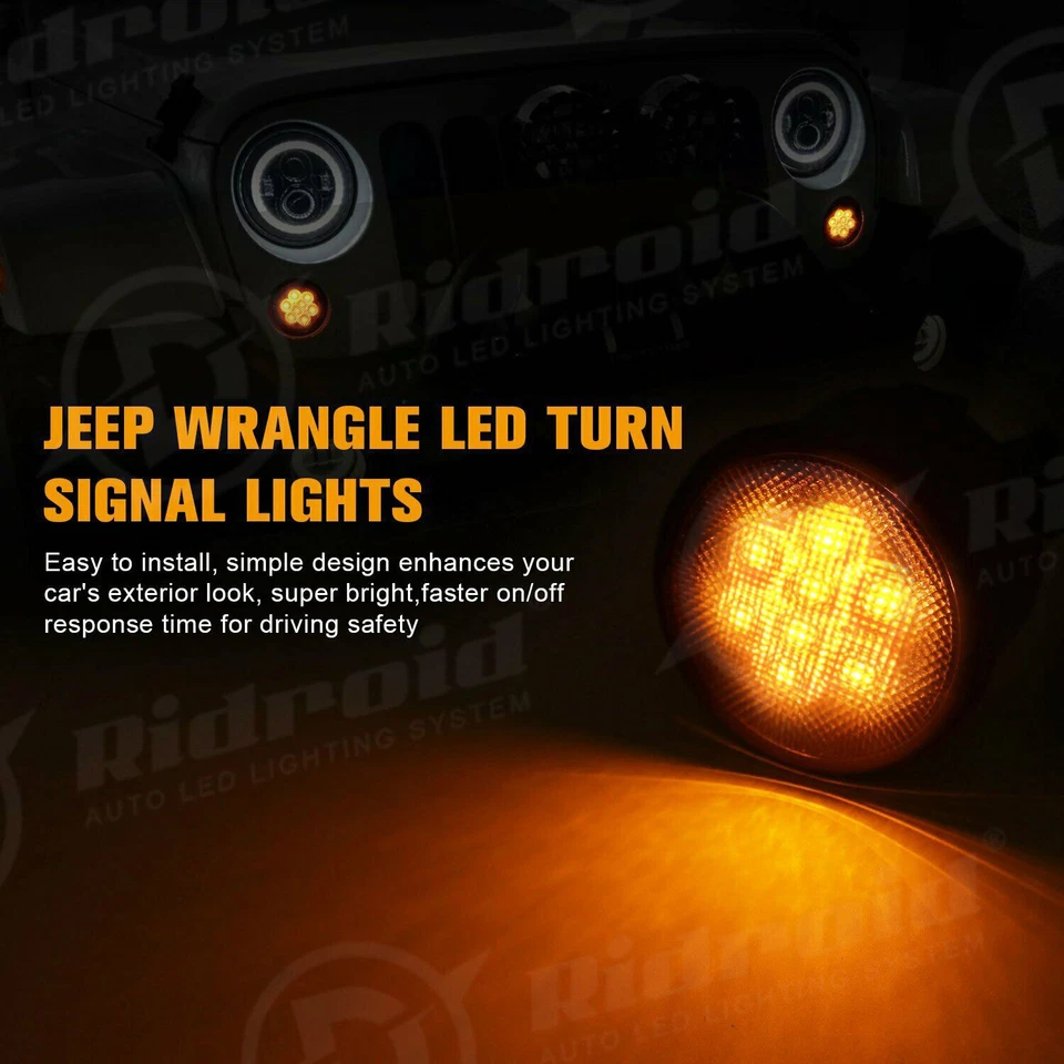 Luces LED de señal de giro delanteras + luces de guardabarros laterales para Jeep Wrangler JK 4 PIEZAS Foto 2 de 4
