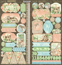 Graphic 45 WILD FREE Cardstock Stickers Mixed Media Scrapbook