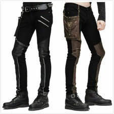 Devil Fashion Rock Men Pu Leather Pants punk Gothic Trousers Steampunk Casual