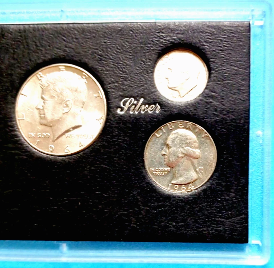 6-1964 Coins set (3of5 Coins 90% Silver:50c,25c,10C)5c,1c+1 xtr BU 1960 1c-7%OFF - Image 3 of 4
