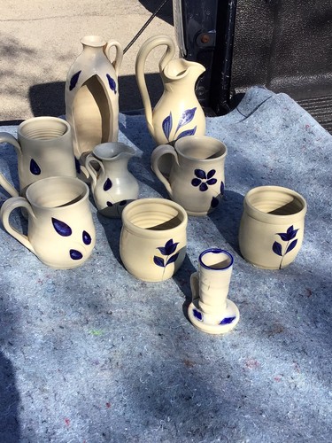 (9) 1990’s Williamsburg Pottery Blue Delft Salt Glazed Pottery Lot *RARE* - Picture 2 of 8
