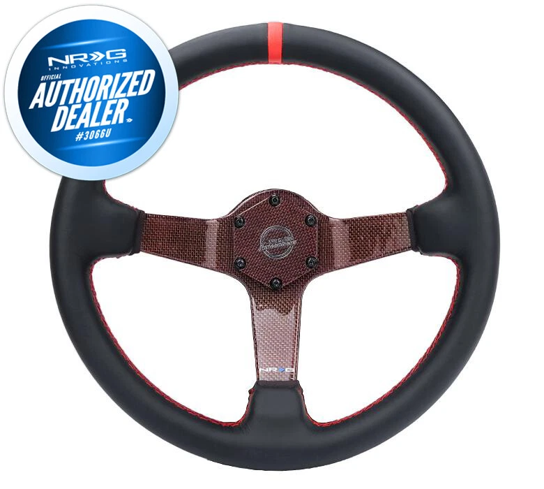 Volante Deportivo De Gamuza Negra De 350 Mm - Profundo, Compatible Con Buje NRG, Ideal Para Drift Y Carreras