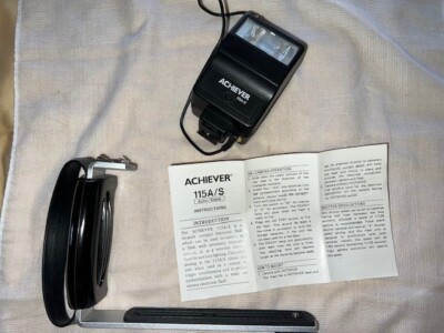 Achiever  Flash 115A/S Shoe Mount, With mount bracket that fit 35mm camera, book