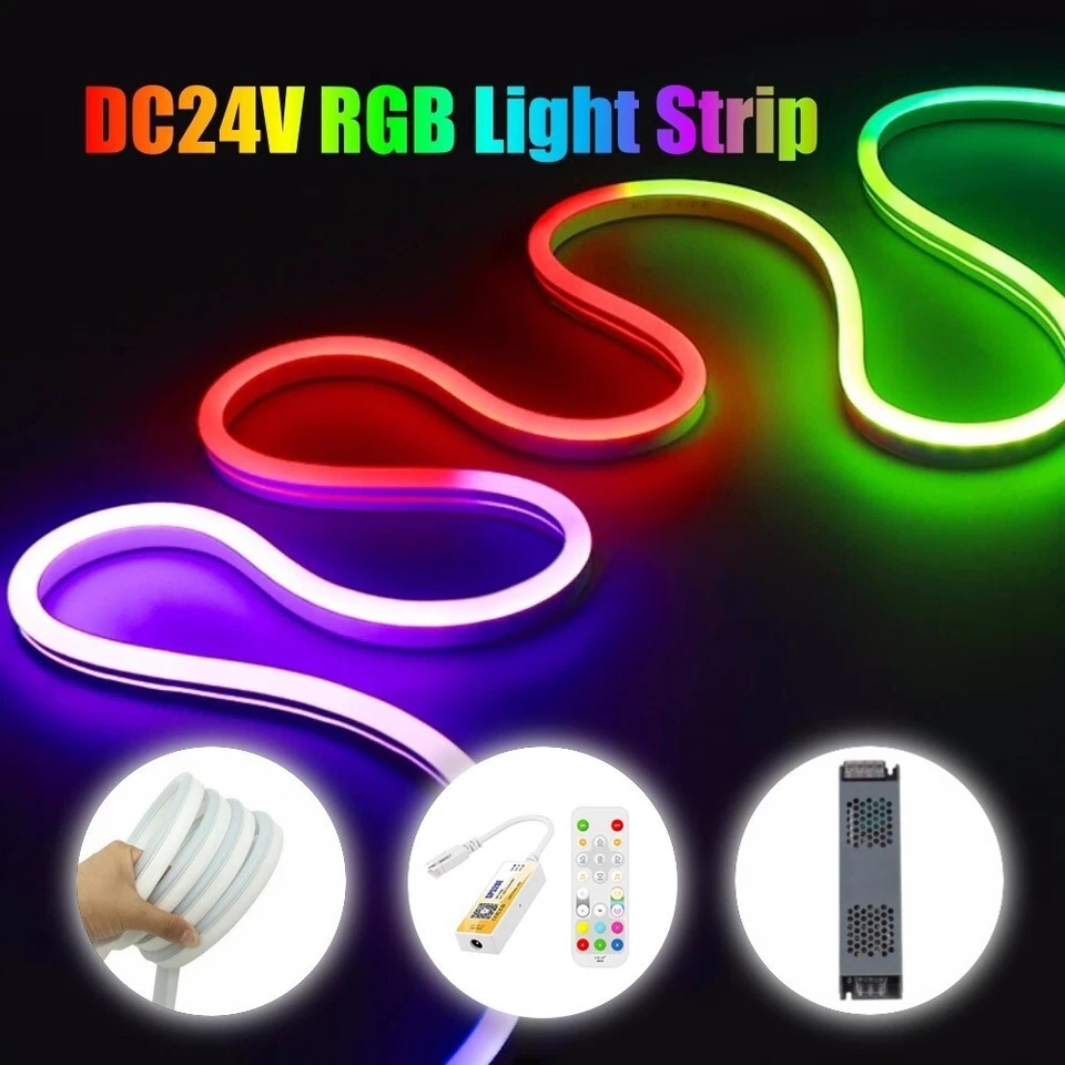 24V Waterproof RGB LED Neon Strip Lights Indoor Outdoor Commercial Party Decor
