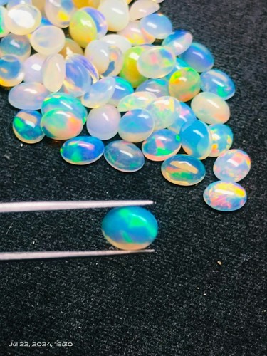 AAA Quality Natural Ethiopian Welo Fire Opal Cabs Ovals 5 piece Lot 7X5 mm - Picture 3 of 3