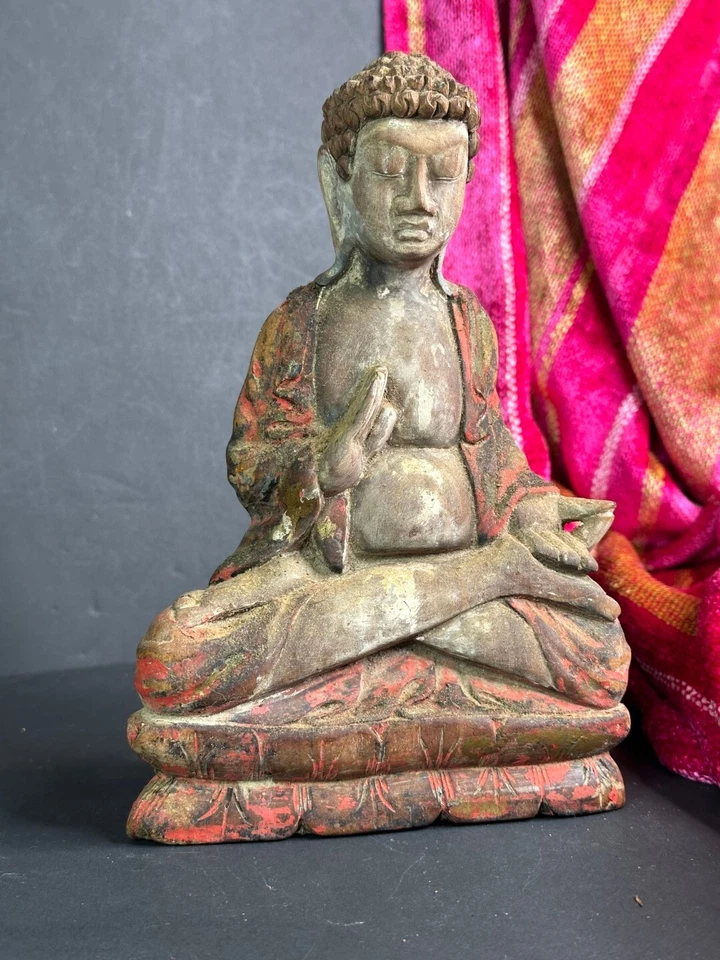 Old Balinese Carved Wooden Chinese Figure Cira 1950's …beautiful collection and - image 2 of 4