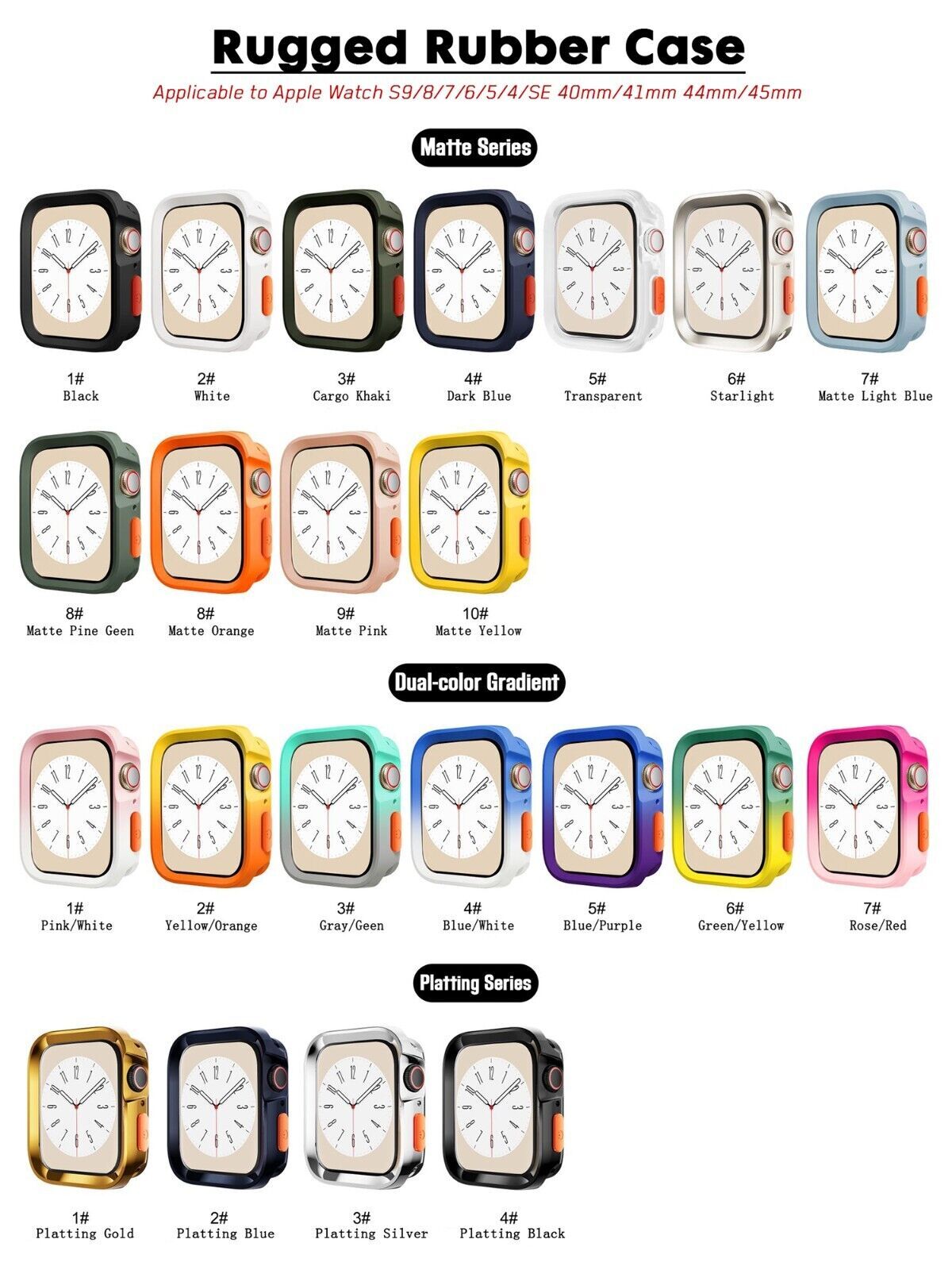 iWatch Frame Protective Case Cover for Apple Watch 9 8 7 6 5 4 SE 40/44/41/45mm