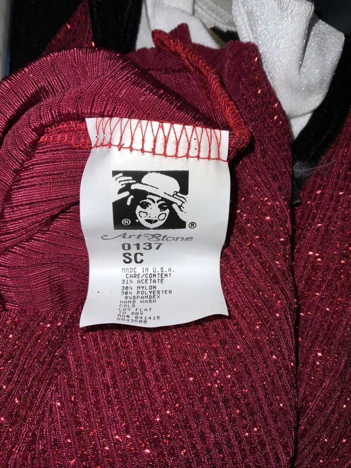 ArtStone Costume Lot of 6 Style 0137 XSC/SC Sparkly Deep Red Black Trim Top - Image 4 of 4