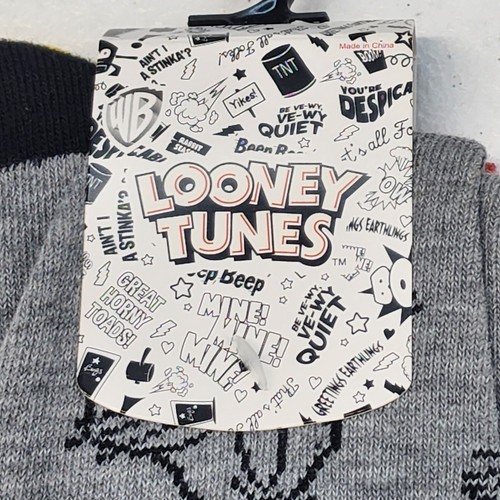 Looney Tunes Mens Socks 2 Pairs Novelty Crew Socks Shoe Size 8-12 Red Gray - Picture 4 of 5
