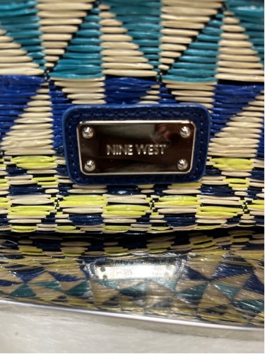 NINE WEST Blue Basket Woven Tri-Zip Shoulder Crossbody Purse Small - Picture 2 of 11