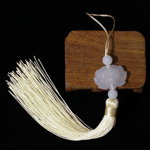 25Tassel fan double-sided lotus tassel tassel cheongsam lantern ornament beige