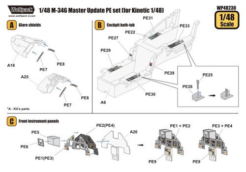Wolfpack WP48230, M-346 Master Update PE Set (para Kinetic 1/48) ,1/48 - Imagen 4 de 4