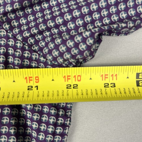 Ben Sherman Herren XL Langarm Hemd mit Knopfleiste Blau Lila Weiß Geometrisch - Bild 9 von 10