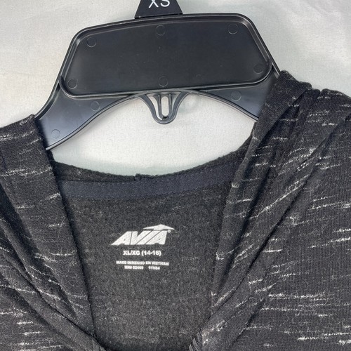 Avia Workout Hoodie Girls size XL Black Hooded Pullover Sweater Stretch - Picture 3 of 7