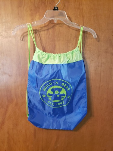 NUEVO Build A Bear Workshop Bolsa de Transporte Mochila Bolso Cinch - Azul y Verde ~ Solo Bolsa - Imagen 4 de 7