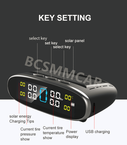 Wireless Solar TPMS LCD Car Tire Pressure Monitoring System 4 Internal Sensors - Picture 14 of 21