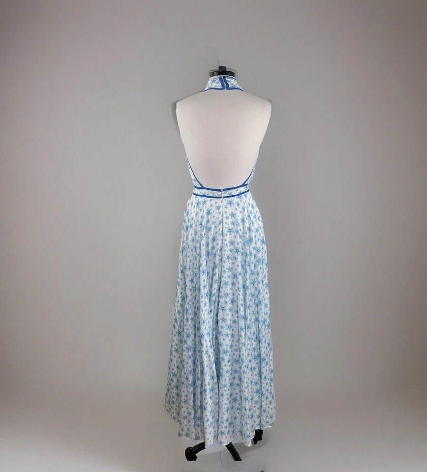 Sruti Dalmia Dress Women’s XS Blue Wrap Halter Maxi Resort Wear Backless Long - Image 2 of 4