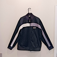 Vintage Fila Sport Track Top in Black  White Casual Jacket