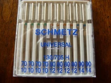 Schmetz UNIVERSAL Sew Mach Needles 1 Pkg /10 sizes 4/#70, 4/#80, 2/#90 NEW