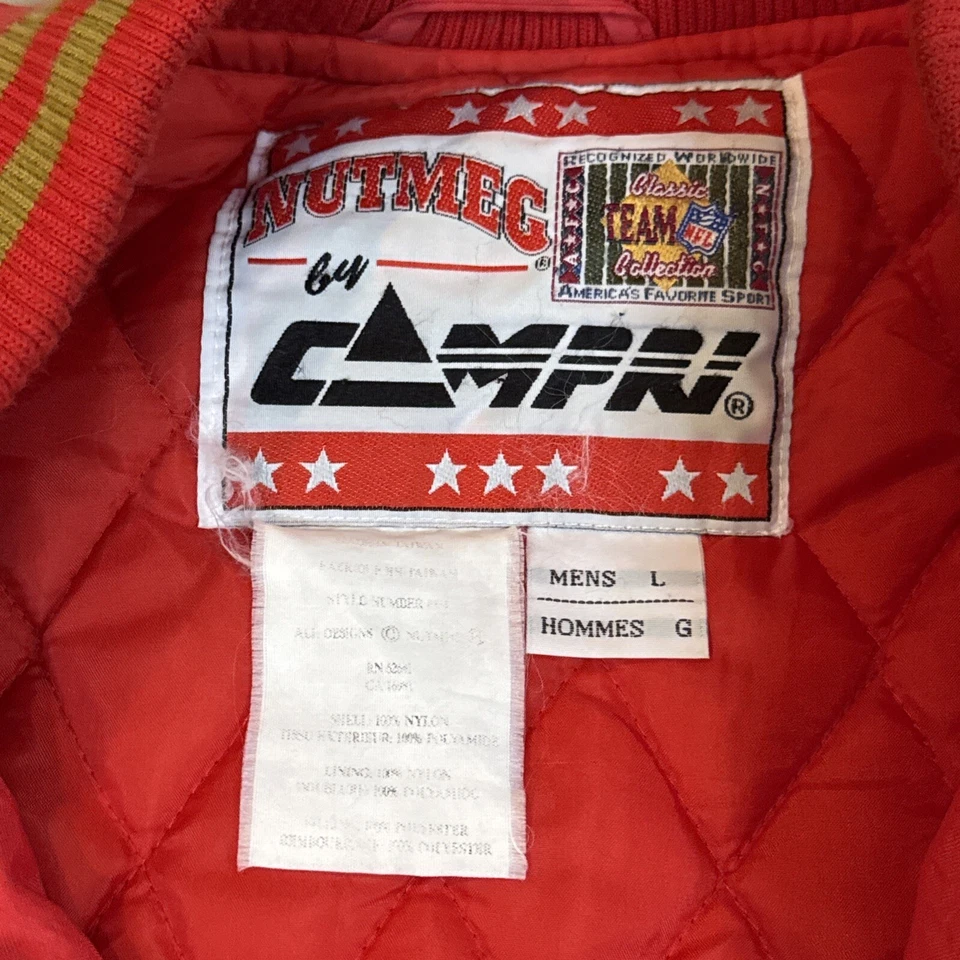 Vintage 90s NFL Nutmeg Campri San Francisco 49ers Full Zip Football Jacket Sz L - Image 4 of 4