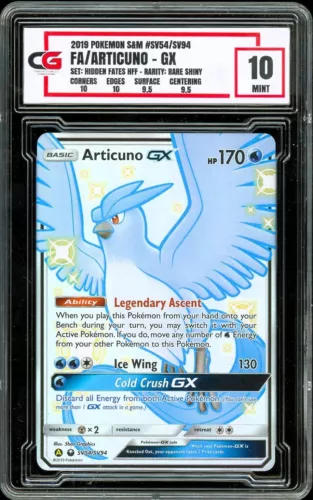 2019 Pokemon Sun & Moon SV54 Hidden Fates FA Articuno GX Holo ~ CG 10 GEM