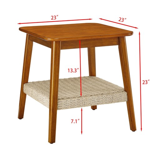 Mid Century Modern Holz Eckig Beistelltisch Bett Sofa Beistelltisch mit Ablage - Bild 5 von 7