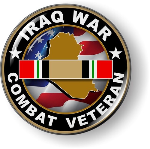 Emblem Car Sticker Badge Chrome ROUND Bezel - Iraq War Combat Veteran - Picture 7 of 17