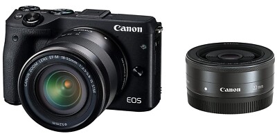 Canon Mirrorless SLR Camera EOS M3 Double Lens Kit (Black) EOSM3BK