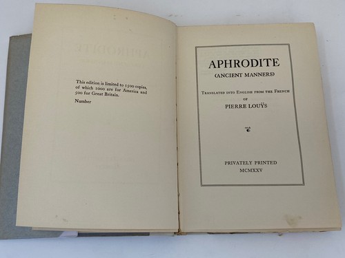 Aphrodite (alte Manieren) Pierre Louys, Privatverlag, 1/1500 Exemplare - Bild 4 von 7