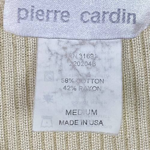 Pierre Cardin Sweater Womens Sz M Cream Ribbed Knit Lightweight Short Sleeve VTG - Picture 6 of 10