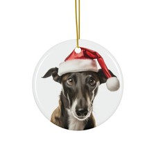 Hanging Ceramic Christmas Tree Ornament - Greyhound Design