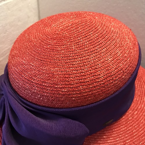 Red w/ Purple Callanan Handmade Millinery Wide Brim Hat Licensed Red Hat Society - Picture 4 of 10