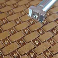 Star Center Basket Weave Leather Stamp, Stainless Steel Leather Tool