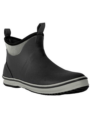 Ubon Men's Ankle Deck Boots Waterproof Fishing Boots Outdoor Rubber Black/Gray