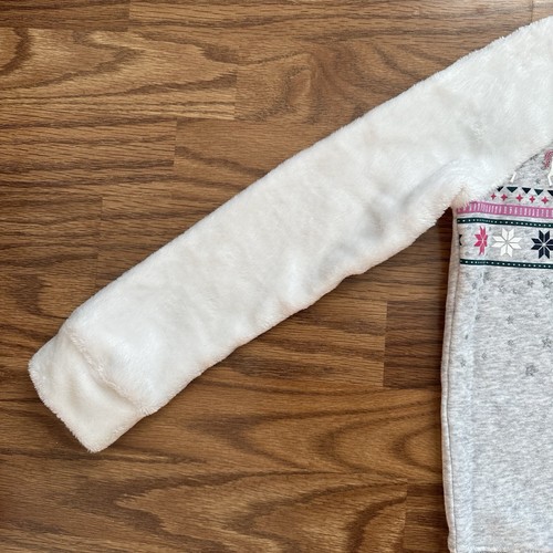 Jumping Beans Girl Size 7 Softest Fleece Sweatshirt Unicorn Winter Fair Isle EUC - Picture 3 of 6