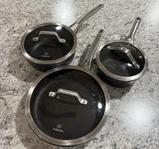 Calphalon Cookware Pot & Frying Pan Set With Lids Metal Utensil Safe Metal