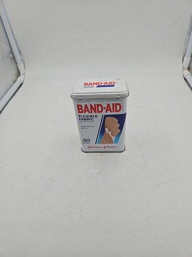 VTG 1990 Johnson & Johnson Band Aid Bandages Tin Hinged Top Metal