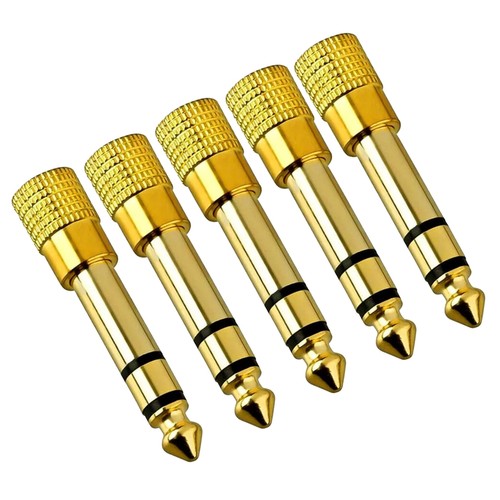 5pcs 1/4in Male to 1/8in Female TRS connector Plug Audio Headphone Adapter - Photo 3/10