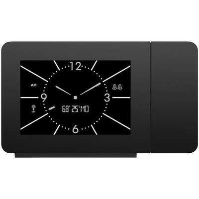 infactory Projektions-Funkwecker, Analog-Look, Thermo-/Hygrometer, 2 Weckzeiten