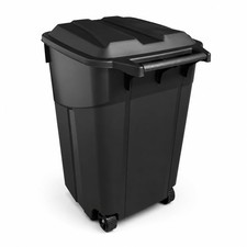 45 Gallon Heavy Duty Wheeled Trash Can W/ Attached Lid Large Outdoor Garbage Bin