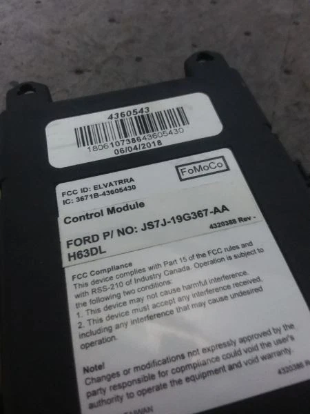 Módulo de control del sistema de seguridad Ford F150 2017 JS7J-19G367-AA Foto 4 de 4