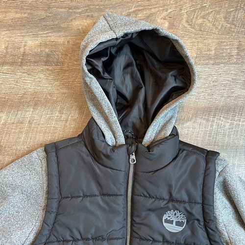 Timberland Hooded Puffer Jacket Boy’s L (14-16) Black & Gray Coat - Picture 4 of 9