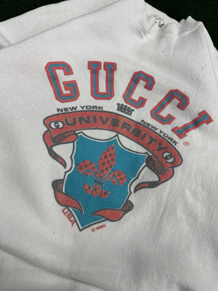 Винтажный свитшот 90-х Gucci University «Boot» взрослый размер XL хип-хоп с круглым вырезом - Изображение 2 из 4