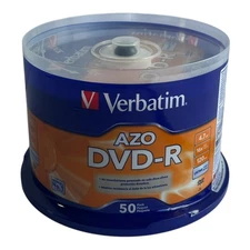 Verbatim AZO DVD-R 4.7GB 16x Blank Media Spindle - 50 Discs - New